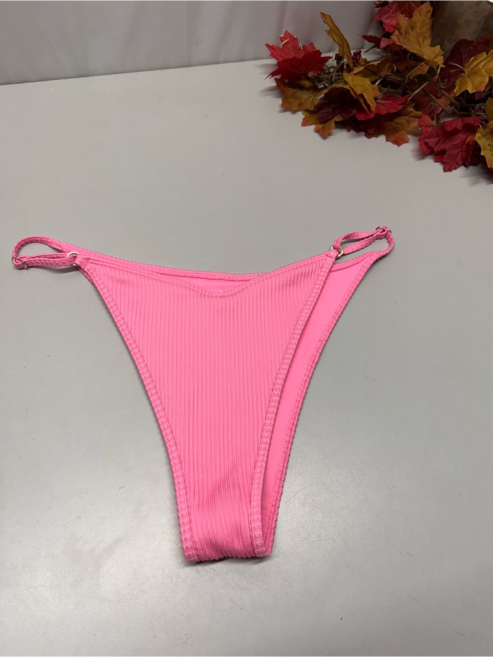 Hollister Ribbed Hot Pink High-Cut Bikini Bottom